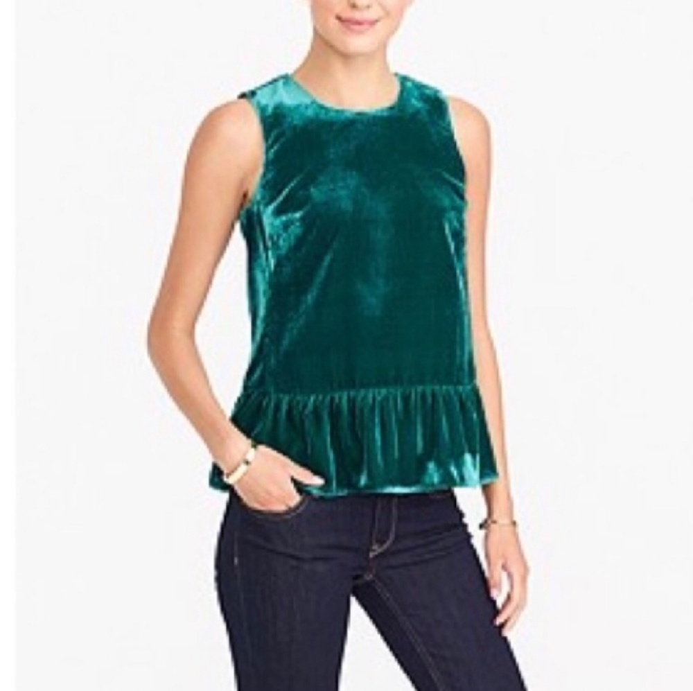J Crew Velvet Peplum Top
